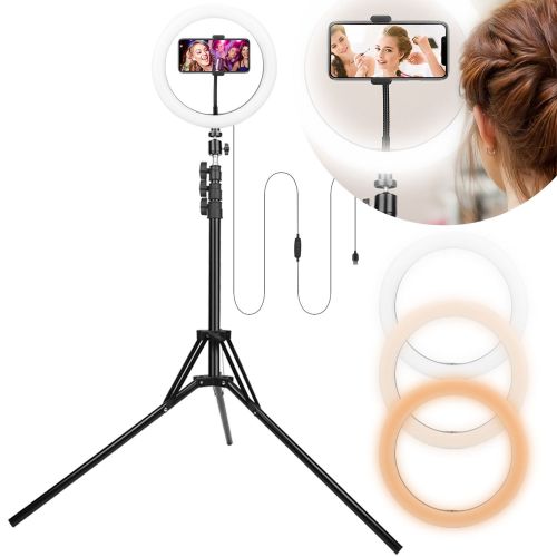 10in LED Selfie Ring Light Dimmable 120 LEDs Makeup Ring Lights w/ Adjustable Tripod Stand Cell Phone Holder USB Powered For YouTube Video/Live Stream 10in LED Selfie Ring Light Dimmable 120 LEDs Makeup Ring Lights w/ Adjustable Tripod Stand Cell Phone Holder USB Powered For YouTube Video/Live Stream